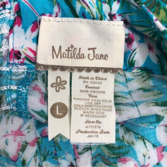 Matilda Jane Tropical Dream Cami Turquoise Blue Tank Top Hello Lovely Large EUC - Picture 7 of 8